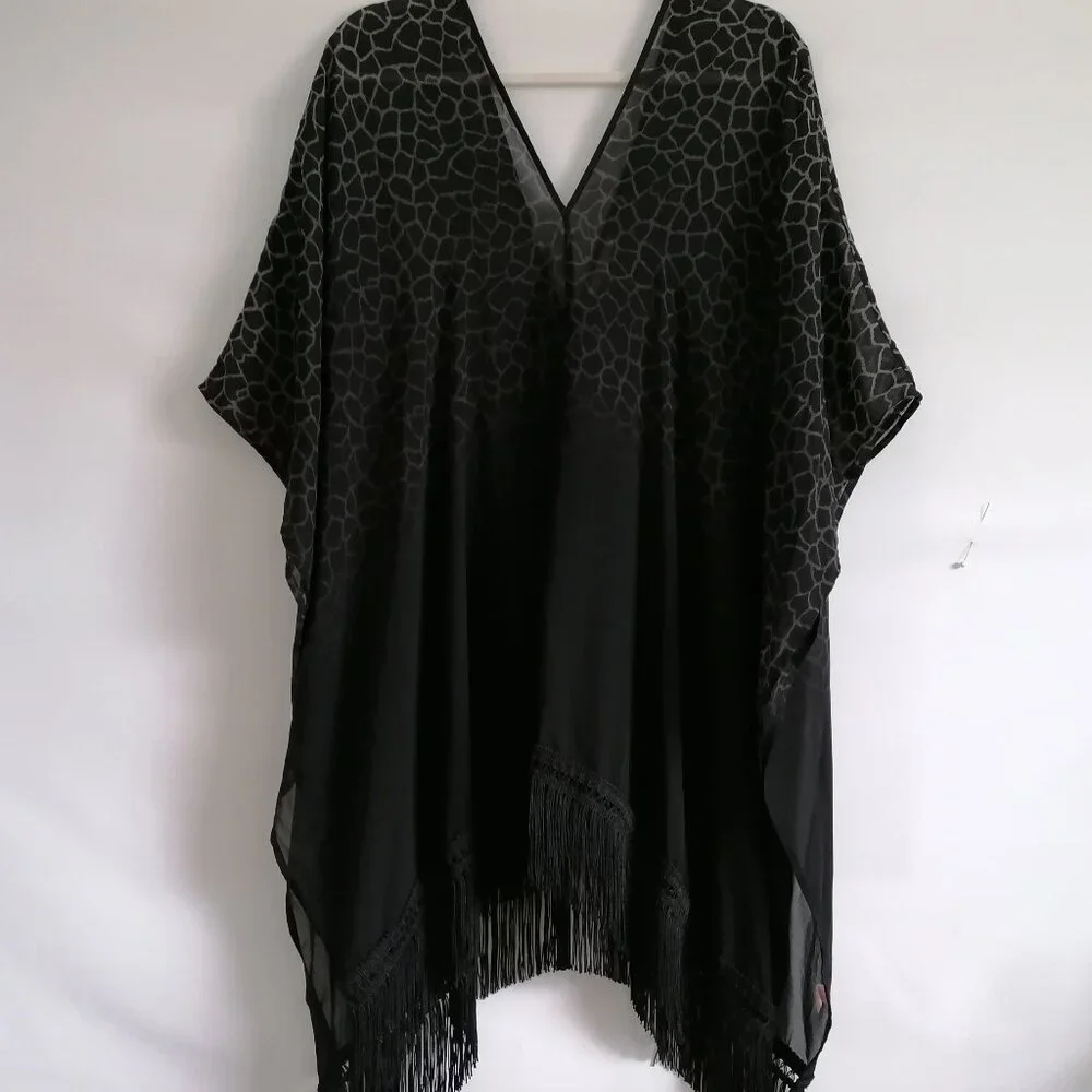 Victoria's Secret Womens Black Y2K Witchy Fringe Hem Swim Cover Up Size S/P